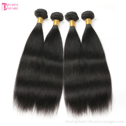 Factory Wholesale Silky Straight Hair 100% Remy Virgin Human  Brazilian Straight Virgin Hair Bundles with Closure